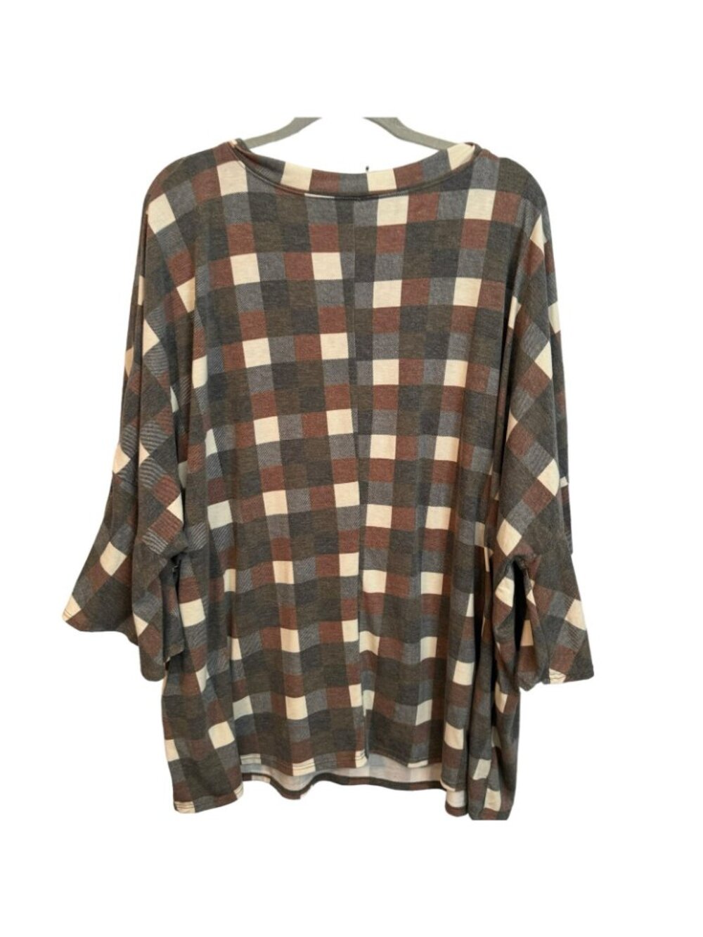 Crepas Blouse Size 2X/3X Gray Multi Sleeves 3/4 Women Top Blouse - Picture 11 of 12